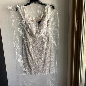 Windsor Formal Off the Shoulder White Midi Dress